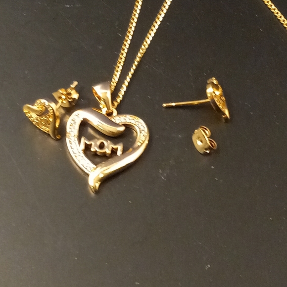 Necklace Set Mom and Heart Pendant Woman Gold Layered/Oro Laminado - Picture 9 of 12
